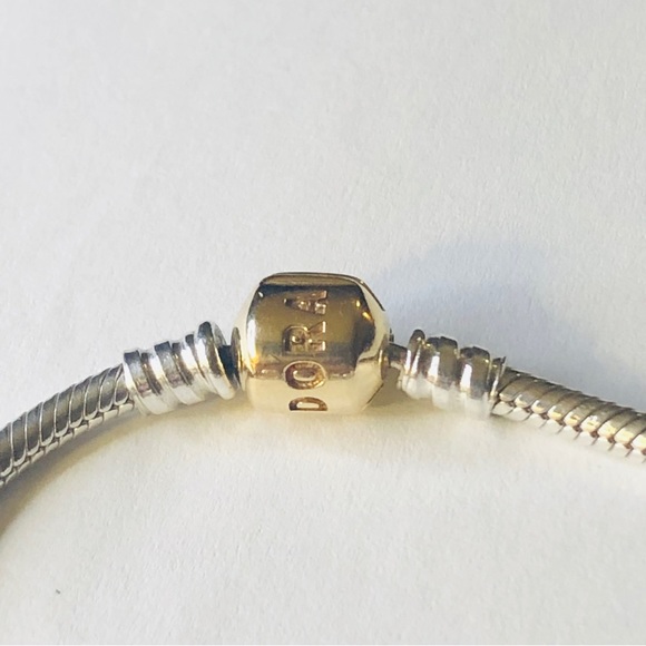 Pandora Solid 14k Barrel Clasp Bracelet with Charms - Picture 9 of 9
